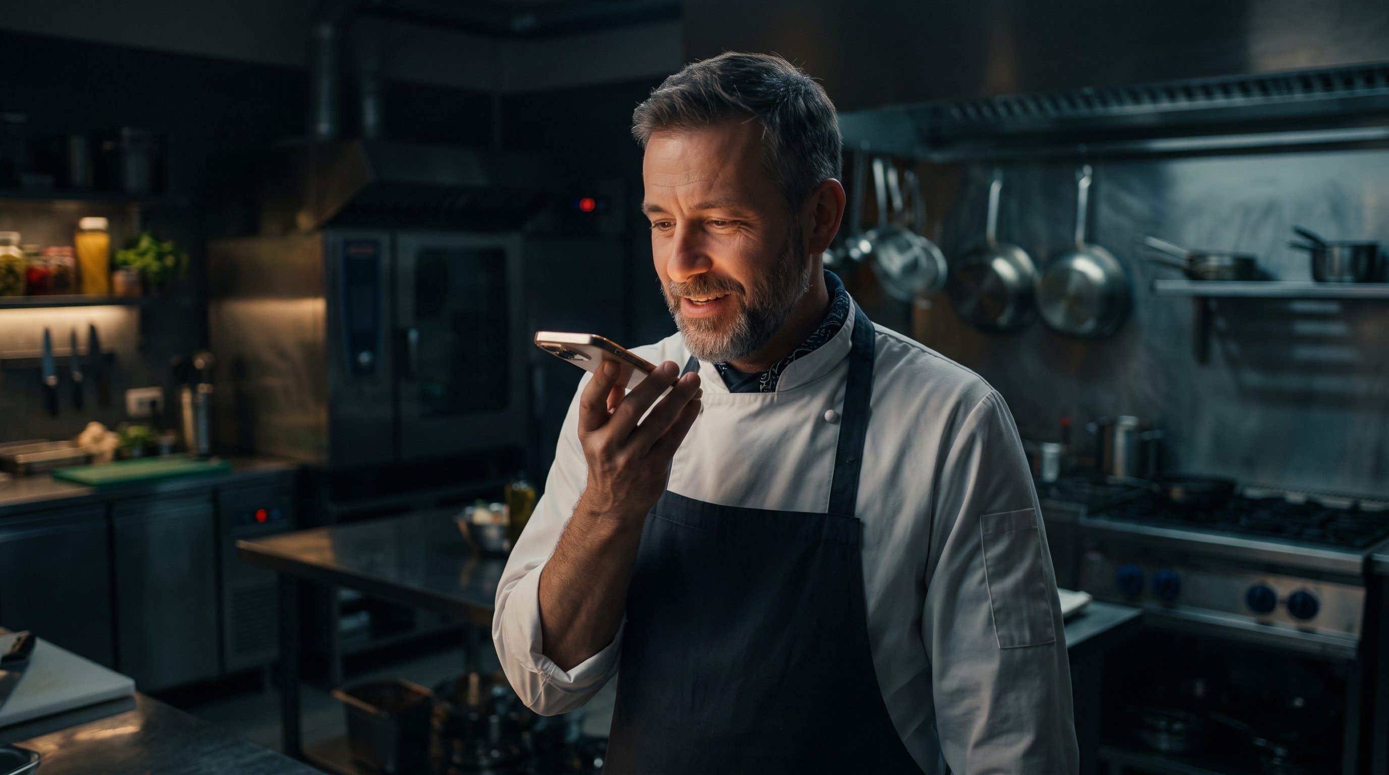 Gastronom bestellt nach dem Service per Sprache